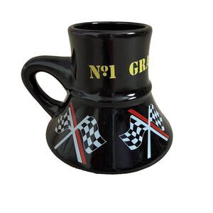 Vintage Non Spill Style Boat Mug No 1 Grandfather Black Racing Checkered Flag